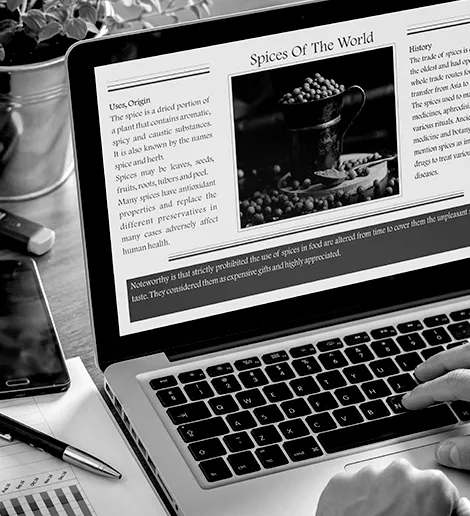 Rédaction de contenus sur un ordinateur pour un site web